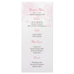Hand drawn roses reception menu pink full color rack card