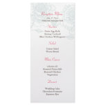 Hand drawn roses reception menu turquoise customized rack card