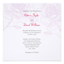 Hand drawn roses wedding invitation purple invitations
