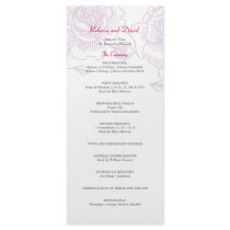 Hand drawn roses wedding program purple rack card