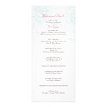 Hand drawn roses wedding program turquoise rack cards