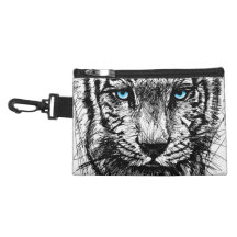 Hand drawn Sketch of white tiger Accessory Bag