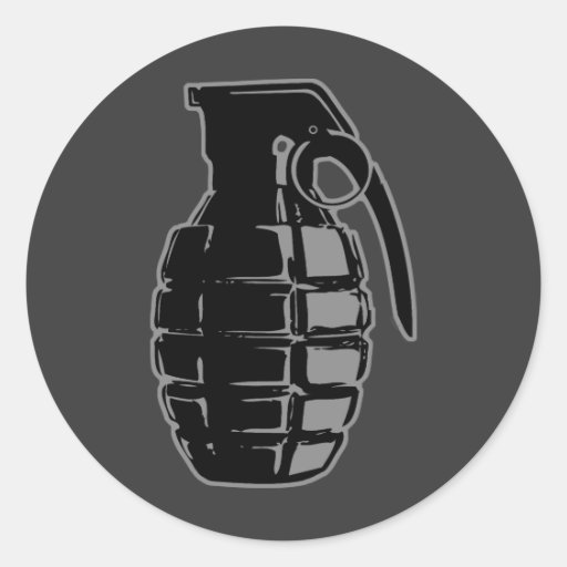 Hand Grenade gray Classic Round Sticker Zazzle