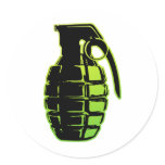Hand Grenade - green Round Sticker