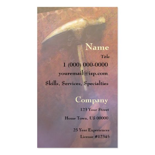 Hand & Hammer Carpentry Business Card (front side)