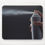 Hand holding Aerosol spray can Mouse Pad