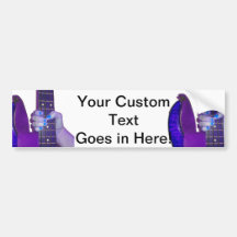 Hand holding bass guitar blue and purple photo bumper stickers
