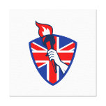 Hand Holding Flaming Torch British Flag Gallery Wrap Canvas