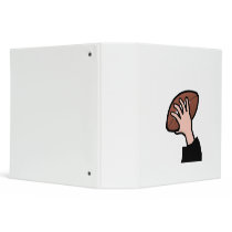 hand holding football 3 ring binder