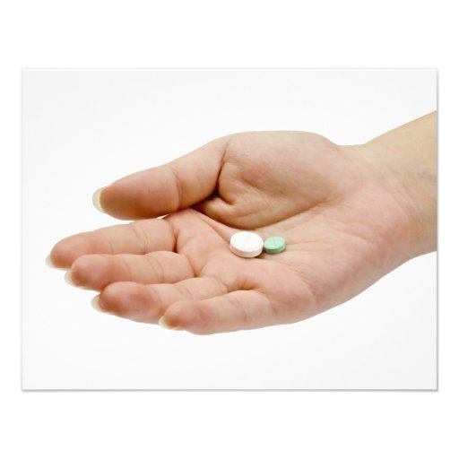Hand holding pills personalized invite