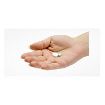 Hand holding pills customized photo card