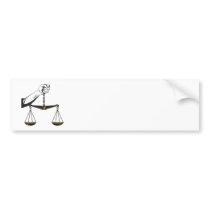 Hand Holding Scales of Justice Bumper Sticker