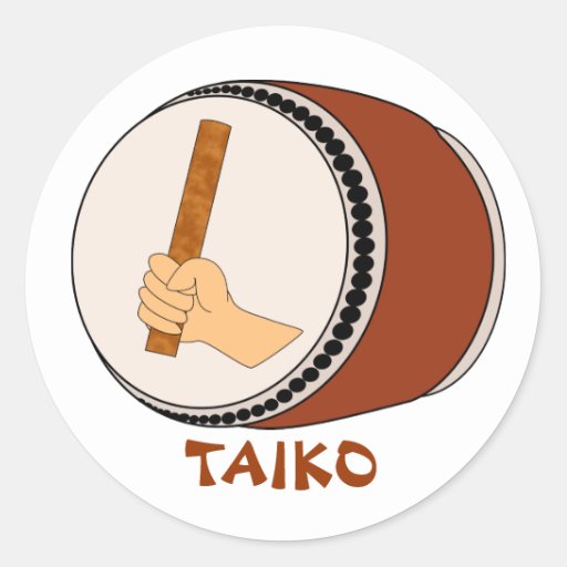 Hand Holding Stick Taiko Drum Japanese Drumming Classic Round Sticker