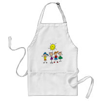 Hand in Hand Stick Figure Kids Tshirts and Gifts aprons
