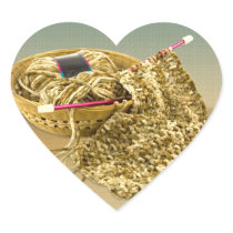 Hand Knit Chenille Yarn Heart Sticker