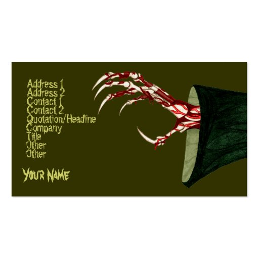 Hand Of Grim Business Cards (front side)