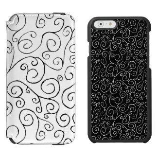 Hand-Painted Black and White Curvy Patterns Incipio Watson™ iPhone 6 Wallet Case