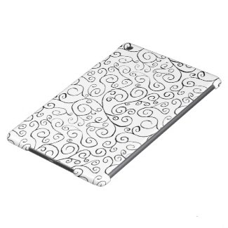 Hand-Painted Black Curvy Pattern on White iPad Air Cases