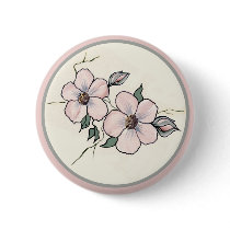 Hand Painted Blossoms Pinback Button
