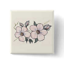 Hand Painted Blossoms Button