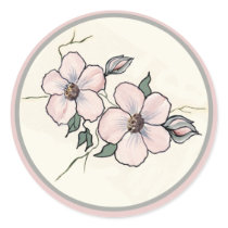 Hand Painted Blossoms Round Sticker