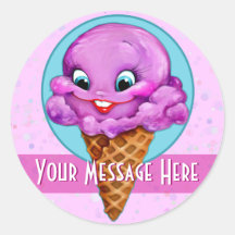 Hand painted cute ice cream cone customizable sticker