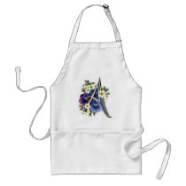 Hand Painted Pansies - IInitial - A Apron