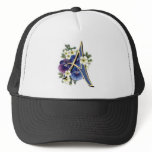Hand Painted Pansies - IInitial - A Hat
