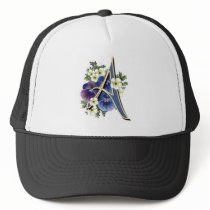 Hand Painted Pansies - IInitial - A Hat