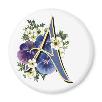Hand Painted Pansies - IInitial - A Fridge Magnets