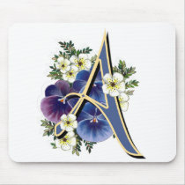 Hand Painted Pansies - IInitial - A Mousepad