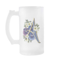 Hand Painted Pansies - IInitial - A Mugs