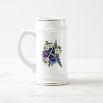 Hand Painted Pansies - IInitial - A Coffee Mug
