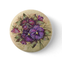 Hand Painted Purple Pansies Buttons