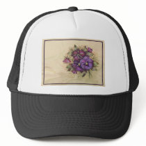 Hand Painted Purple Pansies Mesh Hat