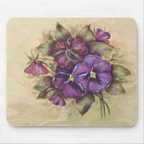 Hand Painted Purple Pansies Mousepad