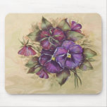 Hand Painted Purple Pansies Mousepad