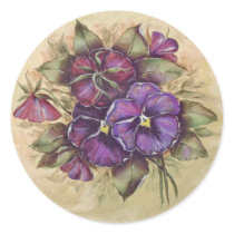 Hand Painted Purple Pansies Sticker