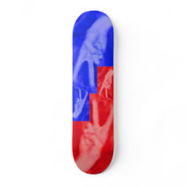 Hand Peace Sign-Blue and Red skateboards by JudyMarisaEclecticCo Hand Peace Sign-Blue and Red skateboards