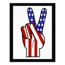 Hand Peace Sign - Red White & Blue Custom Invites