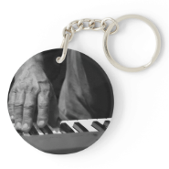 hand playing keyboard bw male music acrylic key chain