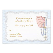 Hand Rosary Beads Blue RSVP Custom Invitations
