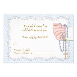 Hand Rosary Beads Blue RSVP Custom Invitations