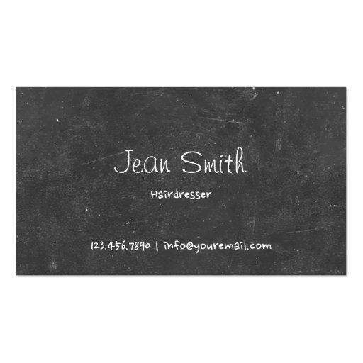 Hand Script Chalkboard Hairdresser Business Card (front side)