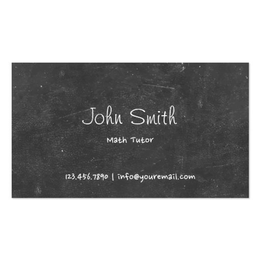 Hand Script Chalkboard Math Tutor Business Card (front side)