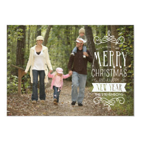 Hand Sketched Banner Holiday Photo Greeting Card