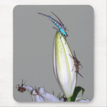 Hand tied flies and white lilies mousepad