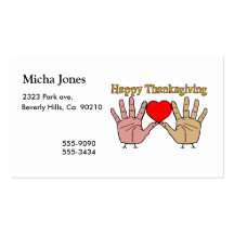 Hand Turkey Love Business Card Templates