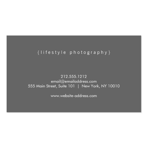 Hand-Written Text Photographer's Business Card (back side)