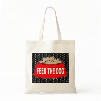 Handbag Dog Food Bowl Red Feed The Dog On Black bag
